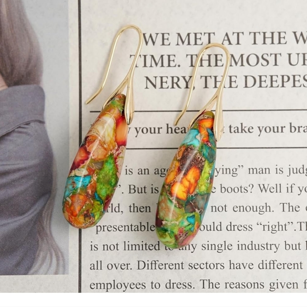 Colorful Teardrop Earrings - Picture 5 of 7
